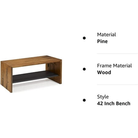 Heyuone Meg Rustic Solid Wood Two Tier Entryway 58 Inch Amber