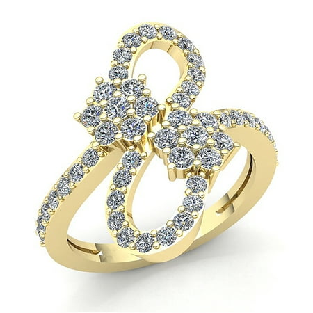 Genuine 0.75ctw Round Cut Diamond Ladies Flower Personalized Anniversary Wedding Band Solid 10K Rose, White or Yellow Gold JK I1