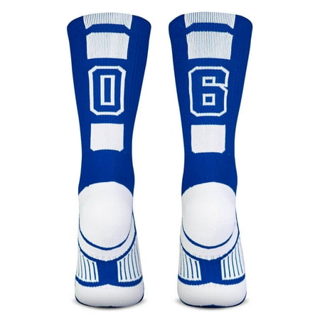 

Custom Team Number Crew Socks | Athletic Socks by ChalkTalk SPORTS | Blue | 06 | Unisex | Adult