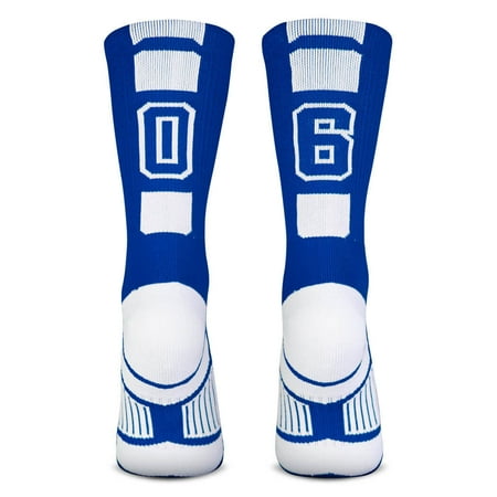 

Custom Team Number Crew Socks | Athletic Socks by ChalkTalk SPORTS | Blue | 06 | Unisex | Adult