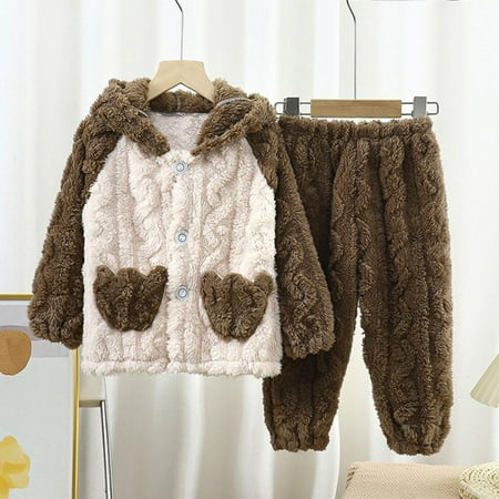 Kids Boys Girls Autumn Winter Thickened Jacquard Hooded Pajama Sets Long Sleeve Tops with Pants warm Sleeping Clothing
Kids Boys Girls Autumn Winter Thickened Jacquard Hooded Pajama Sets Long Sleeve Tops with Pants warm Sleeping Clothing