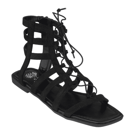 

GC Shoes Womens Strappy Flat Gladiator Sandals Ankle Top Elastic Band Bohemian Flats Roman Style Sandal Alma/Black/9.5