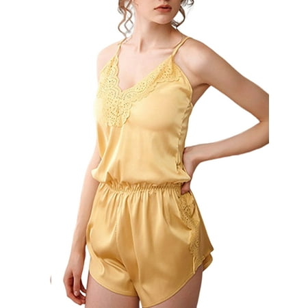 Avamo Ladies Pajama One Piece Sleepwear Solid Color Jumpsuit Cross Back Night Gowns Lounge Nightshirt Nightgowns Yellow L
Avamo Ladies Pajama One Piece Sleepwear Solid Color Jumpsuit Cross Back Night Gowns Lounge Nightshirt Nightgowns Yellow L