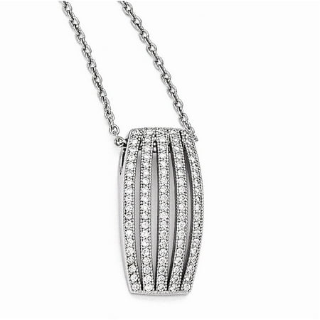 Sterling Silver & CZ Brilliant Embers Polished Fancy 18in Necklace