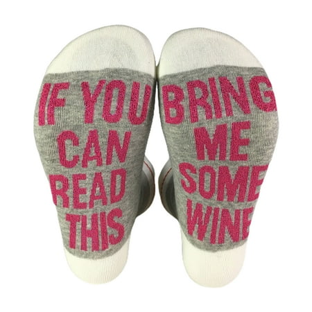 Novelty Funny Saying Crew Socks Shiny If You Can Read This Bring Me Wine Hosiery