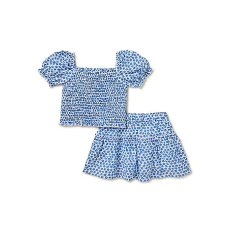 Design History Toddler Girls Puff Sleeve Seersucker Top and Skort Sizes 2T-5T