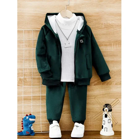GEDER-FA2pcs Boys Fleece Warm Hooded Sweatshirt Dinosaur Embroidery Zipper Jacket Tops & Elastic Waist Pants Set Kids Clothes
GEDER-FA2pcs Boys Fleece Warm Hooded Sweatshirt Dinosaur Embroidery Zipper Jacket Tops & Elastic Waist Pants Set Kids Clothes