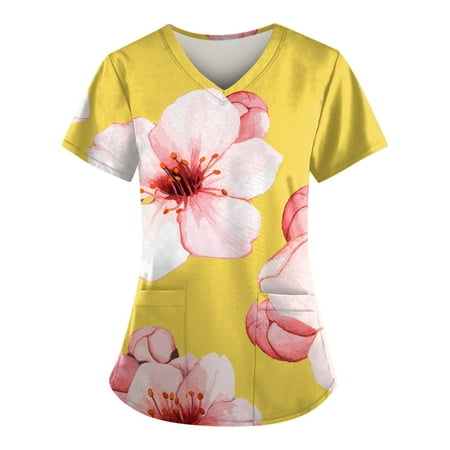 Yubatuo Independence Day Women Plus Size Scrubs Top with Pockets V-Neck Short Sleeve Printed Work Blouse for Women Yellow S
Yubatuo Independence Day Women Plus Size Scrubs Top with Pockets V-Neck Short Sleeve Printed Work Blouse for Women Yellow S