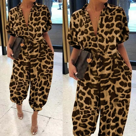 Dasayo Brown Women Jumpsuit Women Leopard Print Lapel Slim Long Button Rompers Short Sleeve Jumpsuits
Dasayo Brown Women Jumpsuit Women Leopard Print Lapel Slim Long Button Rompers Short Sleeve Jumpsuits