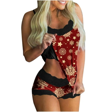 EUHDSSDE Women Christmas Print Pajamas Sleeveless Lace Cami Shorts Lingerie Sleepwear Set
EUHDSSDE Women Christmas Print Pajamas Sleeveless Lace Cami Shorts Lingerie Sleepwear Set
