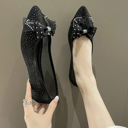 ERTUTUYI Fashion Summer Women Casual Shoes Pointed Toe Shallow Mouth Bow Rhinestone Flat Lightweight Black 40
ERTUTUYI Fashion Summer Women Casual Shoes Pointed Toe Shallow Mouth Bow Rhinestone Flat Lightweight Black 40