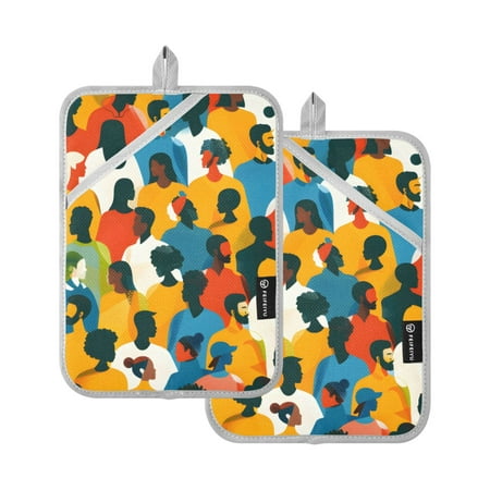 Abstract Crowd Oven Mitts 2 Pcs Pot Holders Sets Heat Resistant for Kitchen Cooking Baking 7 x9.8
Abstract Crowd Oven Mitts 2 Pcs Pot Holders Sets Heat Resistant for Kitchen Cooking Baking 7 x9.8