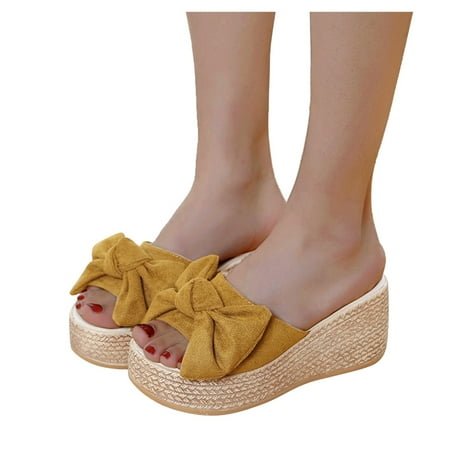 SUODUI Women s Slippers Womens Fashion Wedges Open Toe Butterfly-Knot Beach Shoes Roman Slippers Sandals Yellow 8
SUODUI Women s Slippers Womens Fashion Wedges Open Toe Butterfly-Knot Beach Shoes Roman Slippers Sandals Yellow 8