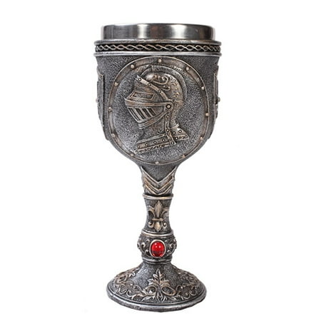 Medieval Knight Wine Goblet Made of Polyresin With Stainless Steel Rim