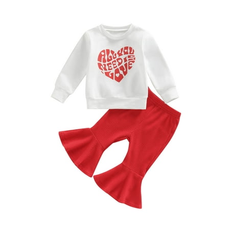 Ma&Baby Toddler Baby Girls Valentine s Day Outfit Long Sleeve Sweatshirt Top Flared Pants Cute 2Pcs Set
Ma&Baby Toddler Baby Girls Valentine s Day Outfit Long Sleeve Sweatshirt Top Flared Pants Cute 2Pcs Set
