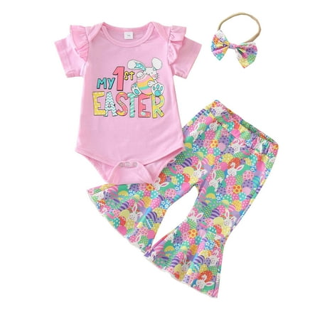 simu Easter Girl Outfit Baby Girls Short Sleeve Easter Cartoon Rabbit Printed Romper Bodysuit Bell Bottoms Pants Headbands Outfits Baby Girl Clothes Set
simu Easter Girl Outfit Baby Girls Short Sleeve Easter Cartoon Rabbit Printed Romper Bodysuit Bell Bottoms Pants Headbands Outfits Baby Girl Clothes Set