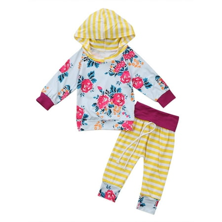 Bebiullo 2Pcs Infant Baby Girls Floral Hooded Tops Striped Pants Clothes Outfits Sets 18-24 Months
Bebiullo 2Pcs Infant Baby Girls Floral Hooded Tops Striped Pants Clothes Outfits Sets 18-24 Months
