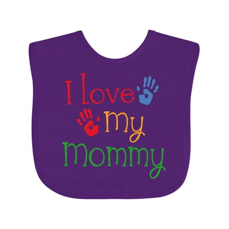 Inktastic I Love My Mommy Handprints Gift Baby Boy or Baby Girl Bib