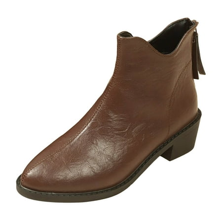 Womens Buckle Strap Ankle Booties Ladies Fashion British Solid Leather Pointed Back Zipper Thick Heel Short Ankle Boots
Womens Buckle Strap Ankle Booties Ladies Fashion British Solid Leather Pointed Back Zipper Thick Heel Short Ankle Boots