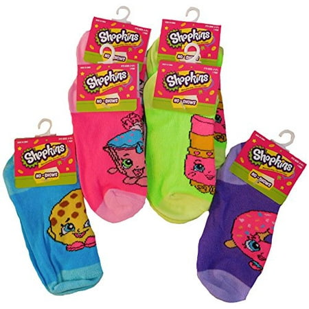 Shopkins Character No Show Socks 6 Pair Multi Pack Size 6-8.5