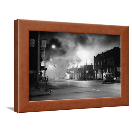 Fires Burning in Detroit during Riots Framed Print Wall Art