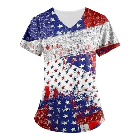 Sksloeg Print Scrubs Tops for Women American Flag Print Patriotic Top Nurse Uniforms for Women Short Sleeve V-Neck Shirts Tee Tops with Pockets Sky Blue XXXXXL
Sksloeg Print Scrubs Tops for Women American Flag Print Patriotic Top Nurse Uniforms for Women Short Sleeve V-Neck Shirts Tee Tops with Pockets Sky Blue XXXXXL