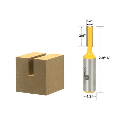 Straight/Dado Router Bit - 1/4 W x 1/2 H - 1/2 Shank - Yonico 14155