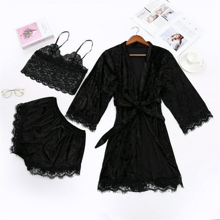 Pxiakgy lingerie for women Women s Pajamas Lace Solid Color Lace Three-Piece Pajamas Nightdress Underwear Sleepwear Black + XXL
Pxiakgy lingerie for women Women s Pajamas Lace Solid Color Lace Three-Piece Pajamas Nightdress Underwear Sleepwear Black + XXL