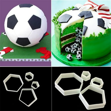 Meizhencang 4Pcs Football Soccer Fondant Cutter Cookies Mold Cake Decorating Sugarcraft