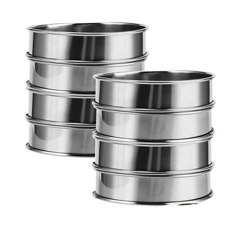 4 Inch Muffin Rings Crumpet Rings 8Pcs Stainless Steel Muffin Rings Molds Double Rolled Tart Rings Round Tart Ring