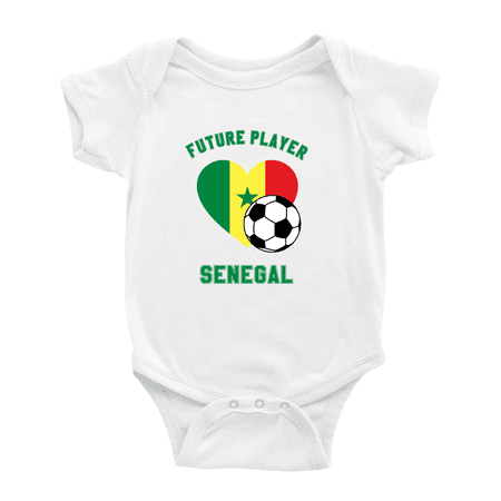Future Soccer Player Senegal Soccer Fan Boy Girl Bodysuits (White 0-3 Months)