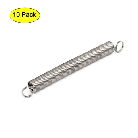 0.5mmx6mmx60mm 304 Stainless Steel Tension Springs Silver Tone 10pcs