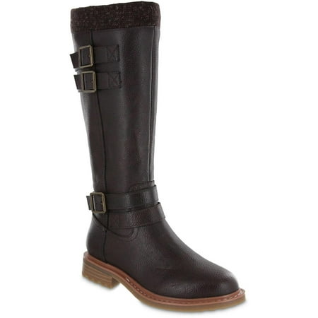 Mia Amore Womens Rexi Faux Leather Padded Insole Knee-High Boots