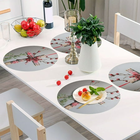 Round Grid Placemat One Sizex4 Round Placemat PVC Plate Mat,15.4 Inch Non-Slip and Heat Resistant Table Placemat Dining Room Placemat Christmas Decoration Cross
Round Grid Placemat One Sizex4 Round Placemat PVC Plate Mat,15.4 Inch Non-Slip and Heat Resistant Table Placemat Dining Room Placemat Christmas Decoration Cross