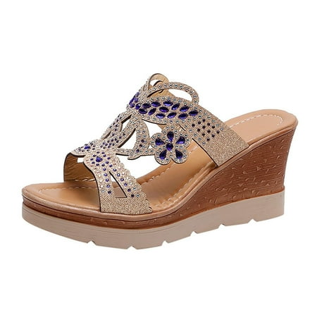 Women Slippers Womens Slippers Women Ladies Crystal Wedges Thick Peep Toe Sandals Slippers Shoes Blue
Women Slippers Womens Slippers Women Ladies Crystal Wedges Thick Peep Toe Sandals Slippers Shoes Blue