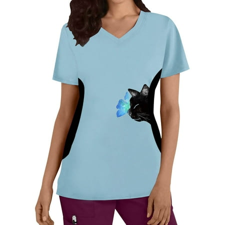 TAIAOJING Scrubs for Women Workwear Plus Size Top V Neck Short Sleeved Cats Prints T Shirt Blouse
TAIAOJING Scrubs for Women Workwear Plus Size Top V Neck Short Sleeved Cats Prints T Shirt Blouse