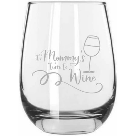 It s Mommy s Time To Wine Wine Lover Etched 15.25oz Libbey Stemless Wine Glass