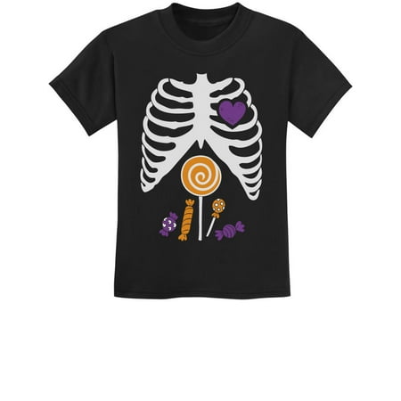 Halloween Candy Ribcage Shirt Xray Skeleton Kids TShirts 4T Black