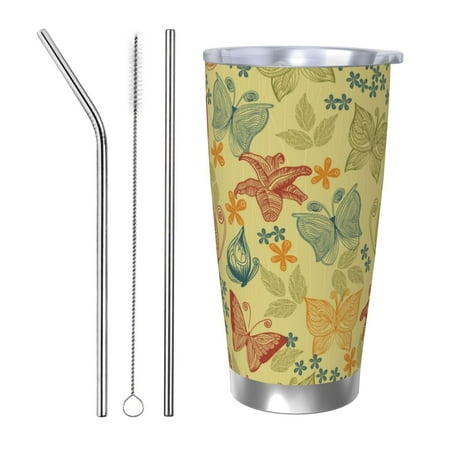 Salouo Floral with Butterflies Print 20oz Tumbler with Lid Stainless Steel Vacuum Insulated Tumbler Durable Insulated Coffee Mug Thermal Cup with Splash Proof Sliding Lid-Straw Three-piece Set
Salouo Floral with Butterflies Print 20oz Tumbler with Lid Stainless Steel Vacuum Insulated Tumbler Durable Insulated Coffee Mug Thermal Cup with Splash Proof Sliding Lid-Straw Three-piece Set