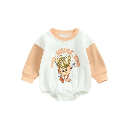 Musuos Infant Baby Girls Boys Romper Letter Chips/Heart Print Contrast Color Long Sleeve Crew Neck Jumpsuits Newborn Bodysuits
Musuos Infant Baby Girls Boys Romper Letter Chips/Heart Print Contrast Color Long Sleeve Crew Neck Jumpsuits Newborn Bodysuits