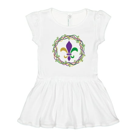 Inktastic Mardi Gras Fleur De Lis Beads Gift Toddler Girl Dress
