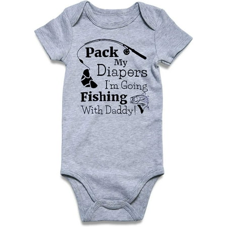 

Baby Boys Bodysuit I am going fishing with Daddy Letter Print Infant Romper Jumpsuit Short Sleeves Outfit Clothes