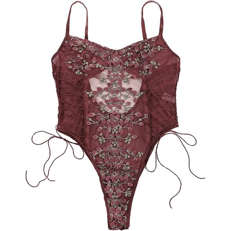 Lilosy Women Sexy Lace Up Floral Embroidered Teddy Lingerie Bodysuit Top Mesh Sheer One Piece
Lilosy Women Sexy Lace Up Floral Embroidered Teddy Lingerie Bodysuit Top Mesh Sheer One Piece