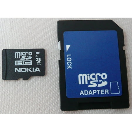 Nokia High Speed 4GB MicroSD MicroSDHC Micro SDHC Class 4 Memory Card 4 GB with free SD adaptor