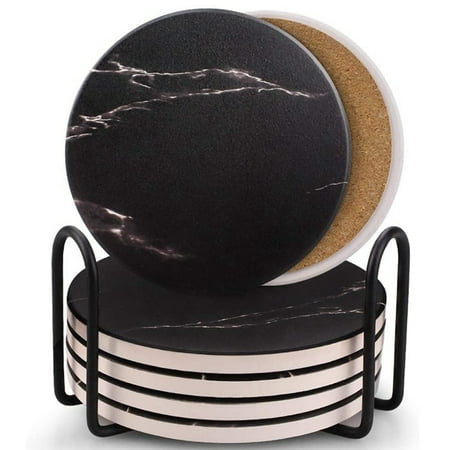 Wsidrnty Coasters for Drinks Ceramic Stone Coaster Set with Metal Holder Stand Cork Base Surface Pattern 6 Black
Wsidrnty Coasters for Drinks Ceramic Stone Coaster Set with Metal Holder Stand Cork Base Surface Pattern 6 Black