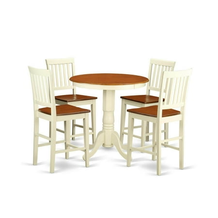 Cream and Off-white Solid Wood Five-piece Pub Table Kitchen Dinette Set