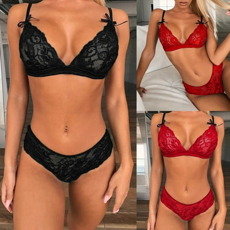 New Women Lace Lingerie V-Neck Bow Wireless Bra Thong Set Underwear Sleepwear Black
New Women Lace Lingerie V-Neck Bow Wireless Bra Thong Set Underwear Sleepwear Black