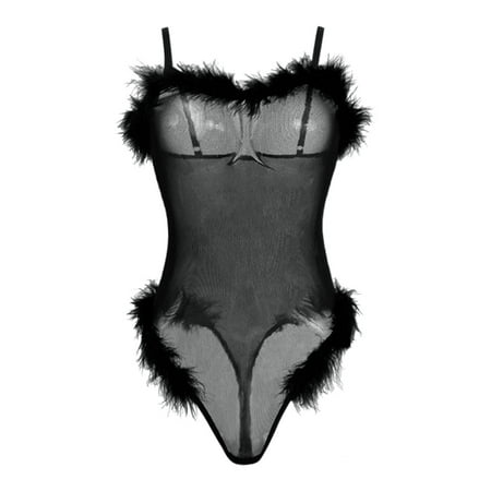 B91xZ Lingerie For Women Women Lingerie Feather Mesh Bodysuit Deep V Teddy Mini Babydoll Pajamas Sexy Garter Lingerie Set with Choker Black M
B91xZ Lingerie For Women Women Lingerie Feather Mesh Bodysuit Deep V Teddy Mini Babydoll Pajamas Sexy Garter Lingerie Set with Choker Black M