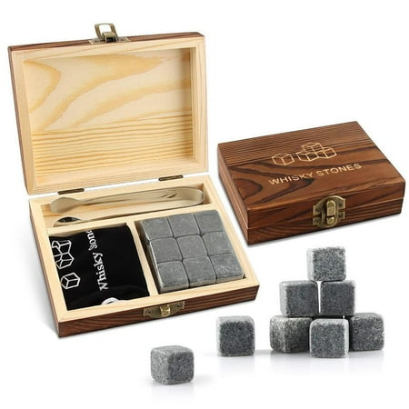 Whiskey Stones Whiskey Ice Cubes Gift Set Reusable Granite Ice Cubes Including 9 Cooling Stones + Storage Bag + Wooden Box + Tongs
Whiskey Stones Whiskey Ice Cubes Gift Set Reusable Granite Ice Cubes Including 9 Cooling Stones + Storage Bag + Wooden Box + Tongs