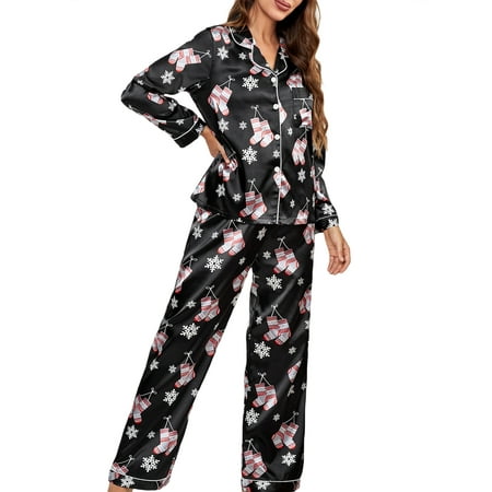 Sunisery Christmas Pajamas for Women 2 Piece Satin Pajama SetLong Sleeve Button Down Shirt+ Pants Sleepwear Loungewear
Sunisery Christmas Pajamas for Women 2 Piece Satin Pajama SetLong Sleeve Button Down Shirt+ Pants Sleepwear Loungewear
